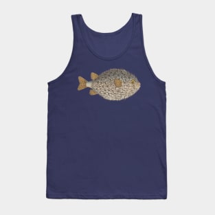 Pufferfish Vintage Fish Marine Biology Natural History Scientific Illustration Tank Top